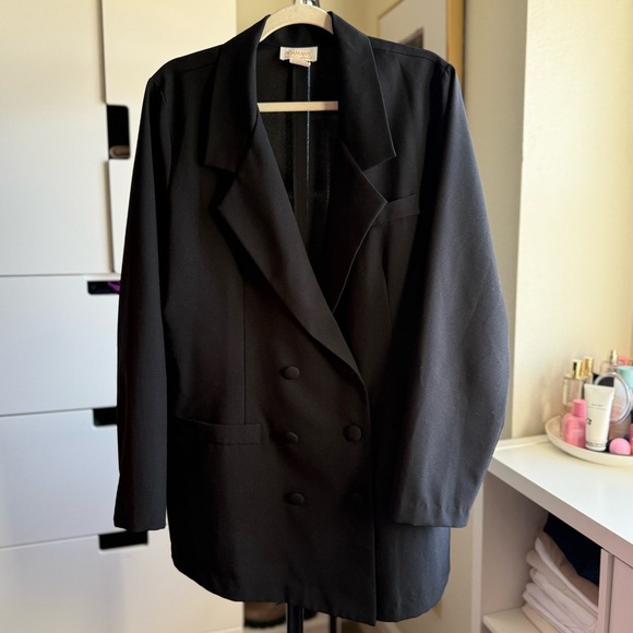 Roaman's Black Long Blazer Elegant Suit Jacket Size 18 - Picture 4 of 4